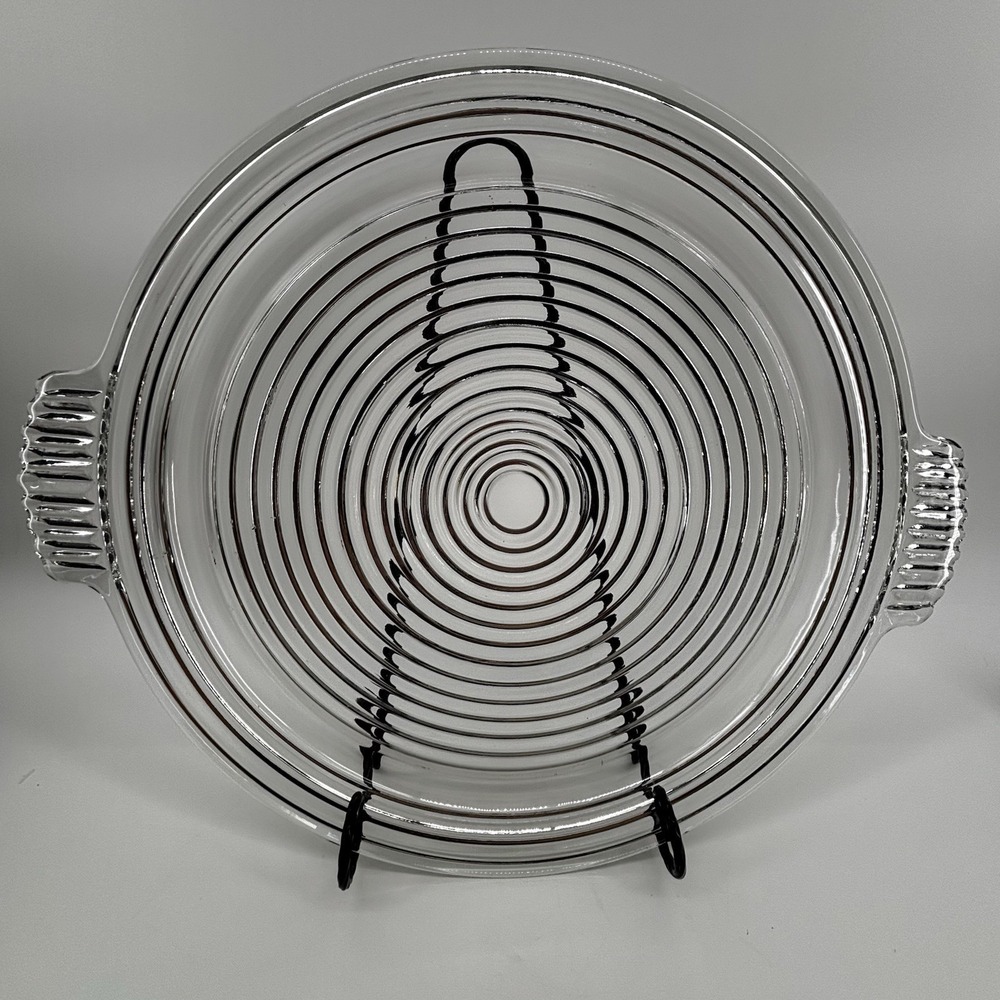 VTG Anchor Hocking Manhattan 1930's Depression Glass Large Ribbed Platter 14"